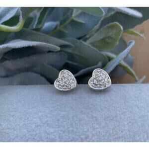 Swarovski Heart Stud Sparkle Silver Tone Earrings